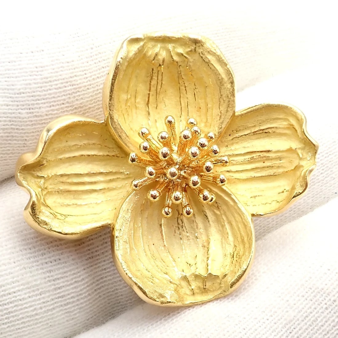 Authentic! Tiffany & Co. 18k Yellow Gold Dogwood Flower Pin Brooch - 7