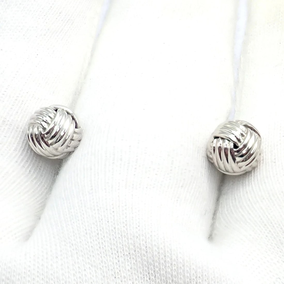 Authentic Tom Ford 18k White Gold Signature Classic Rope Knot Cufflinks - 8