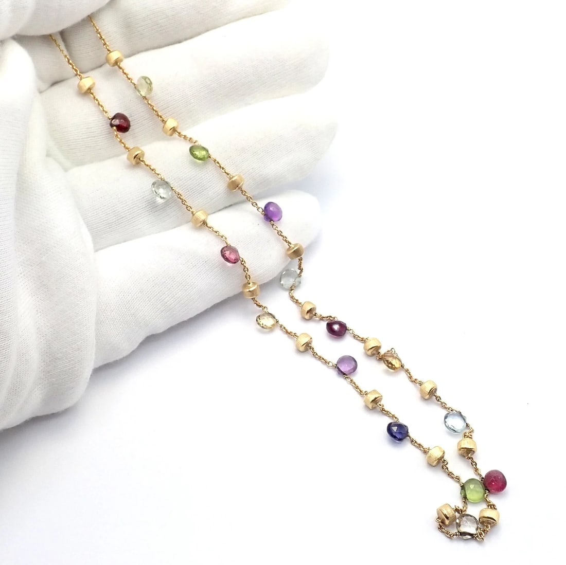 Authentic! Marco Bicego 18k Yellow Gold Multicolor Stones Paradise Necklace - 3