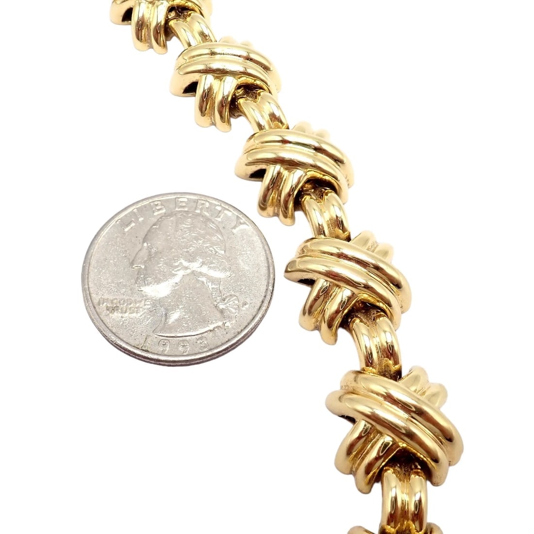 Vintage! Tiffany & Co. 18k Yellow Gold Large X Classic Signature Necklace - 4