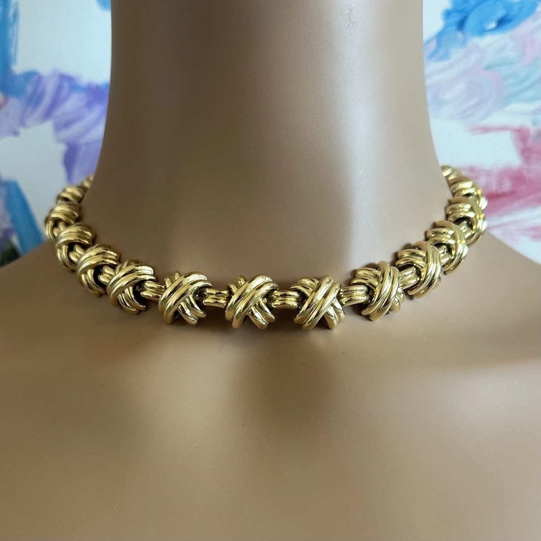 Vintage! Tiffany & Co. 18k Yellow Gold Large X Classic Signature Necklace - 6
