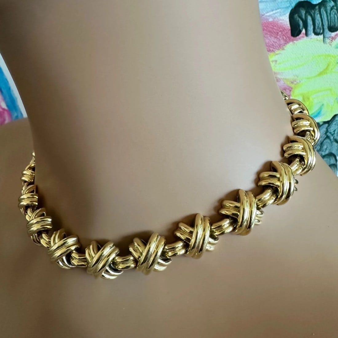 Vintage! Tiffany & Co. 18k Yellow Gold Large X Classic Signature Necklace - 8