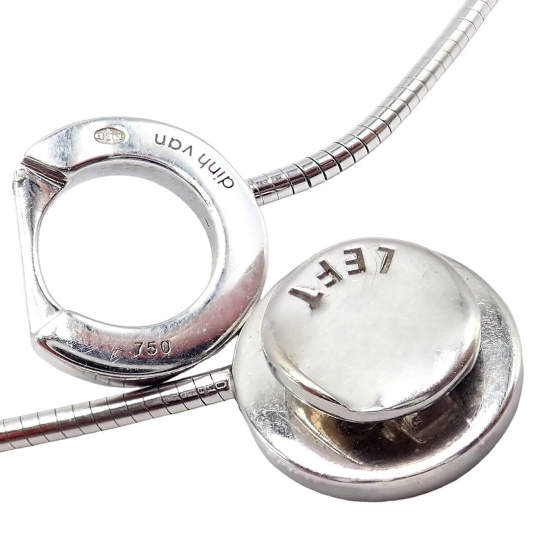 Rare! Authentic Modernist Dinh Van 18k White Gold Diamond Ombre De Lune Necklace - 3