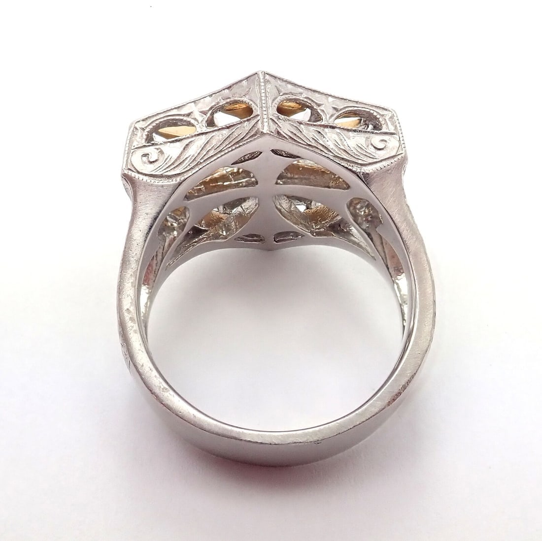 Authentic Loree Rodkin 18k White Yellow Gold Diamond Cross Shield Crest Ring - 7