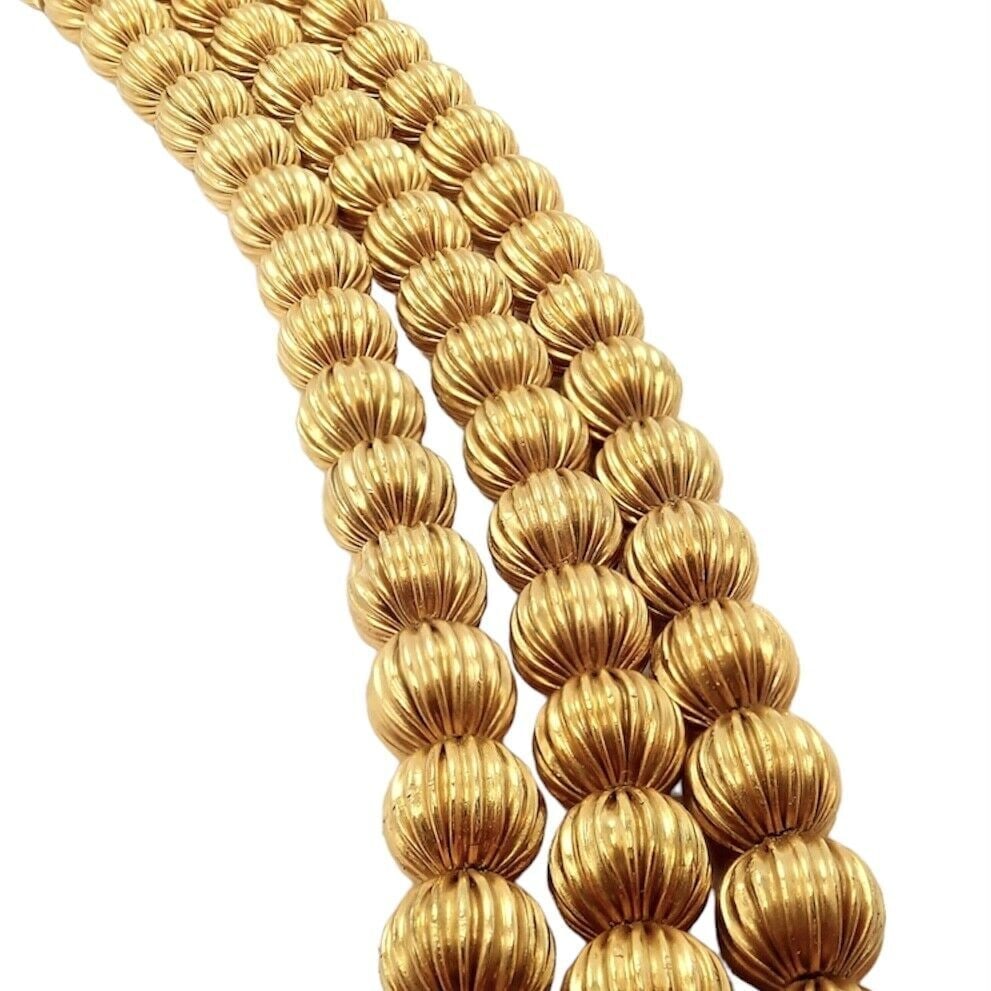 Vintage Estate Ilias Lalaounis 18k Yellow Gold Carved Bead Ball Necklace - 4