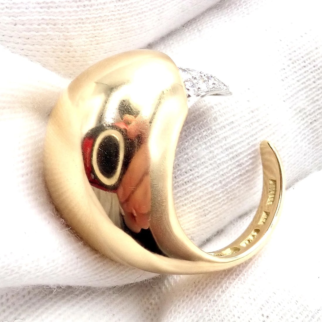 Authentic! Tiffany & Co. Elsa Peretti 18k Yellow Gold Diamond Bird Ring - 5