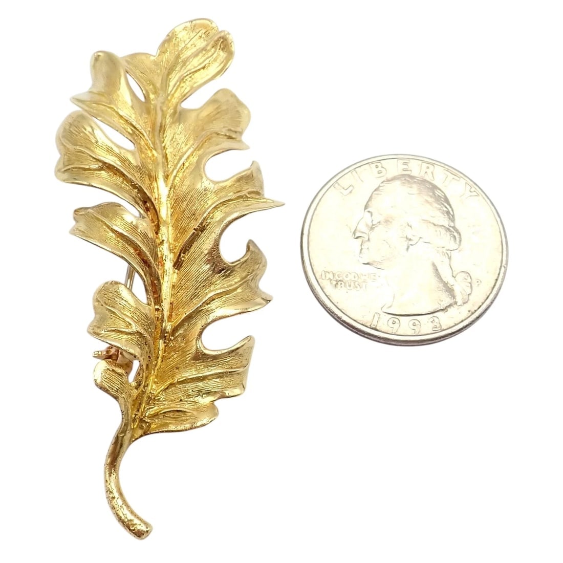 Vintage! Tiffany & Co. 18k Yellow Gold Leaf Pin Brooch - 2