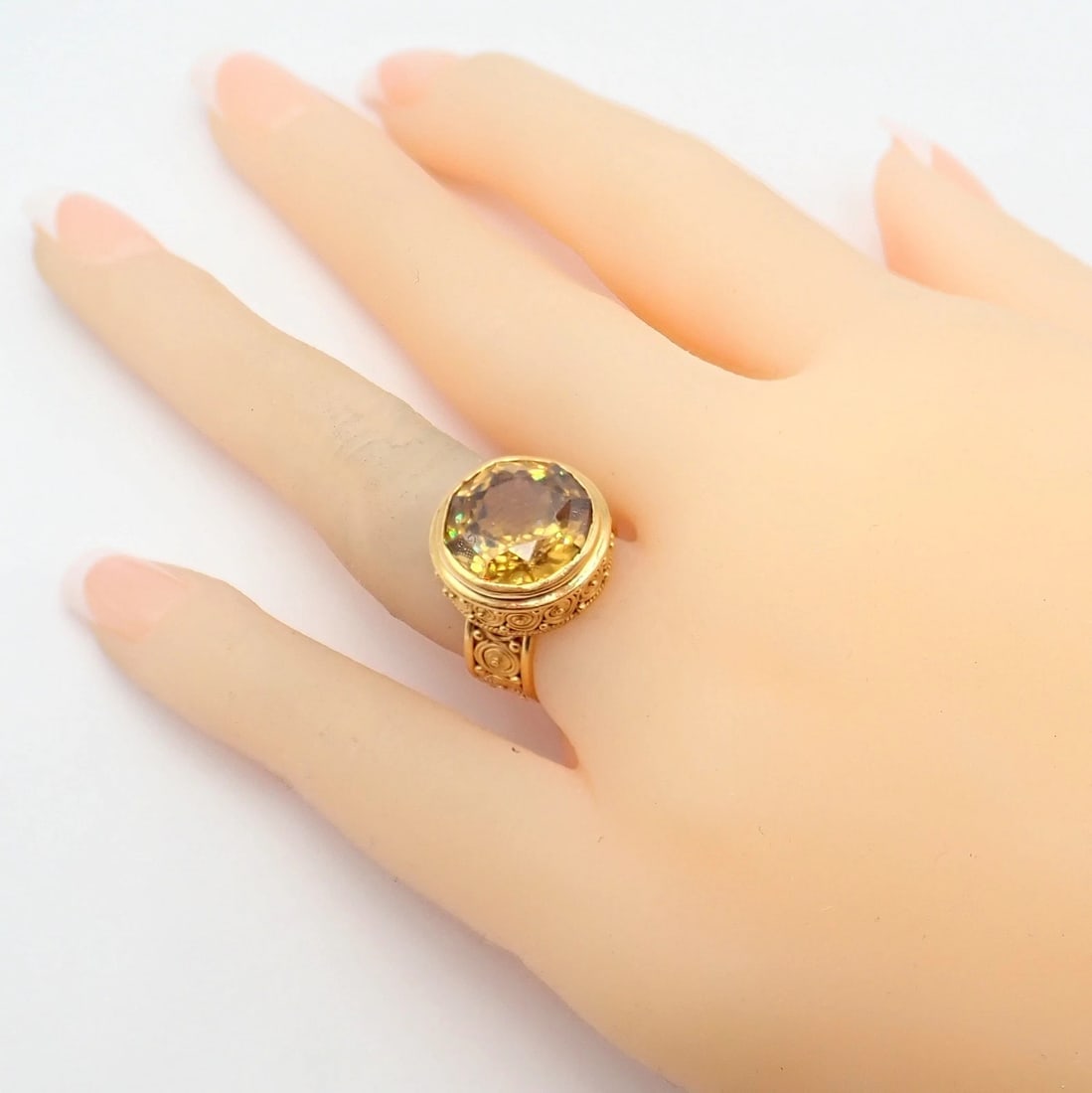Vintage! Carolyn Tyler 22k Yellow Gold Seven Seas Large Citrine Ring - 3