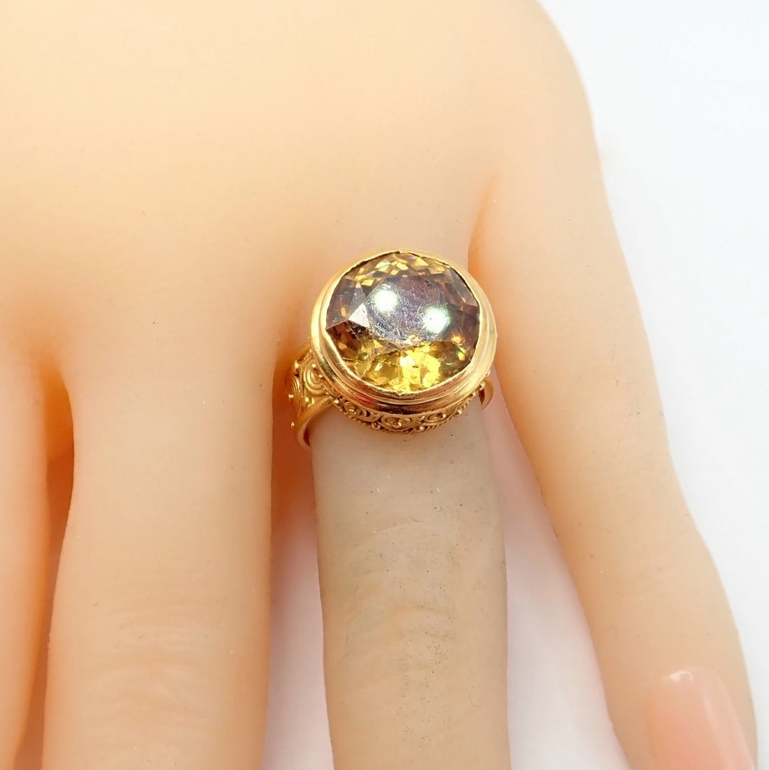Vintage! Carolyn Tyler 22k Yellow Gold Seven Seas Large Citrine Ring - 4