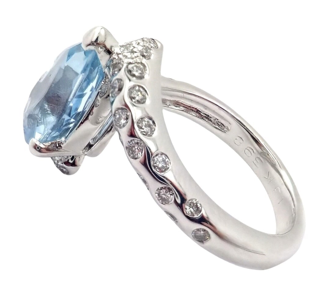Authentic! Chanel Comete Star 18k White Gold Diamond 2.25ct Aquamarine Ring - 3