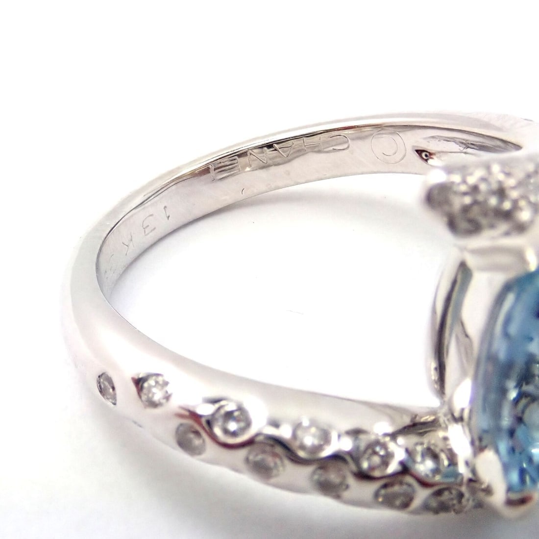 Authentic! Chanel Comete Star 18k White Gold Diamond 2.25ct Aquamarine Ring - 4