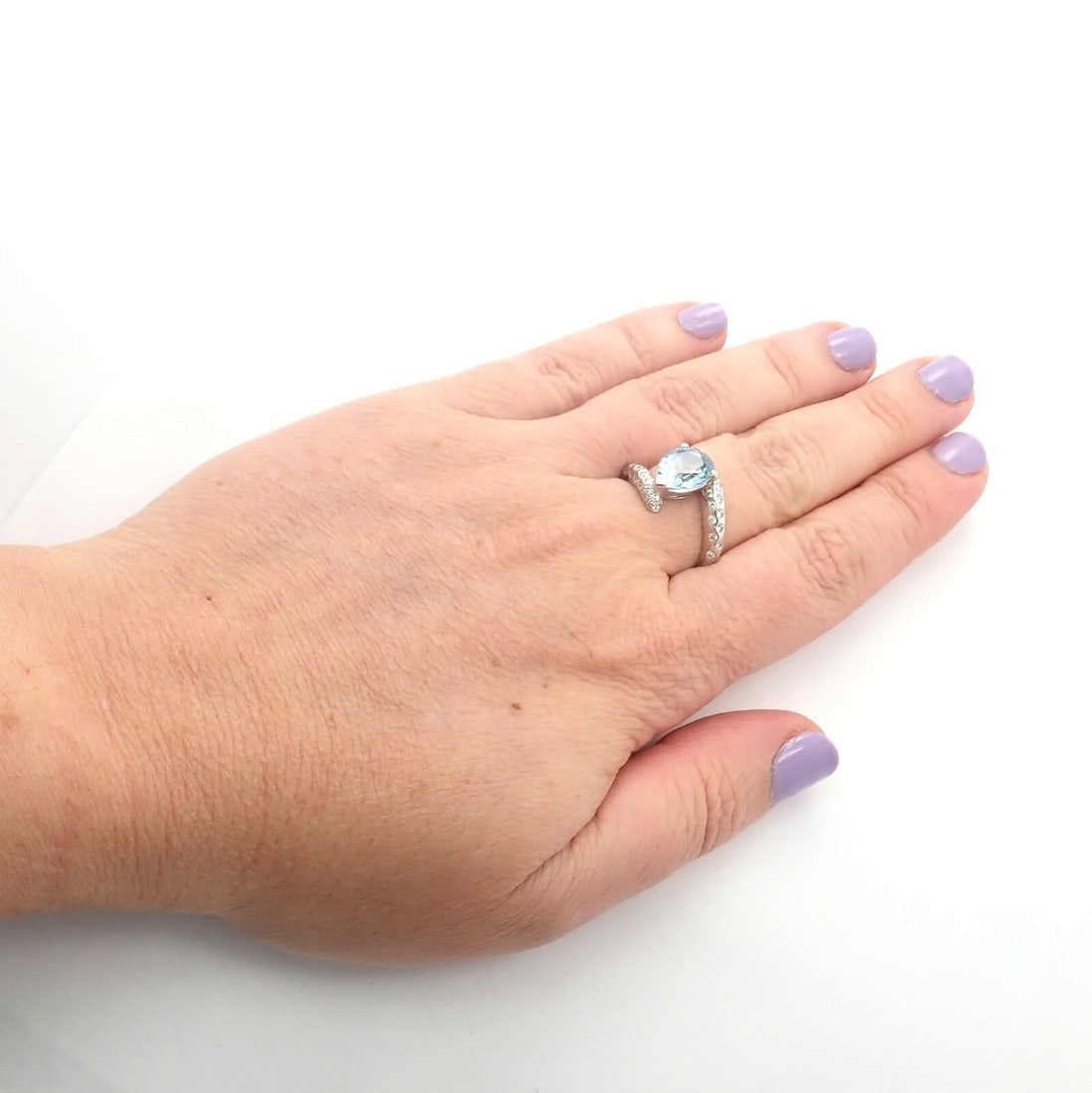 Authentic! Chanel Comete Star 18k White Gold Diamond 2.25ct Aquamarine Ring - 8