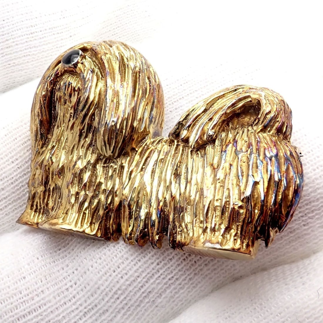Rare! Vintage Tiffany & Co 14k Yellow Gold Enamel Dog Shih Tzu Brooch Pin 1960's - 2