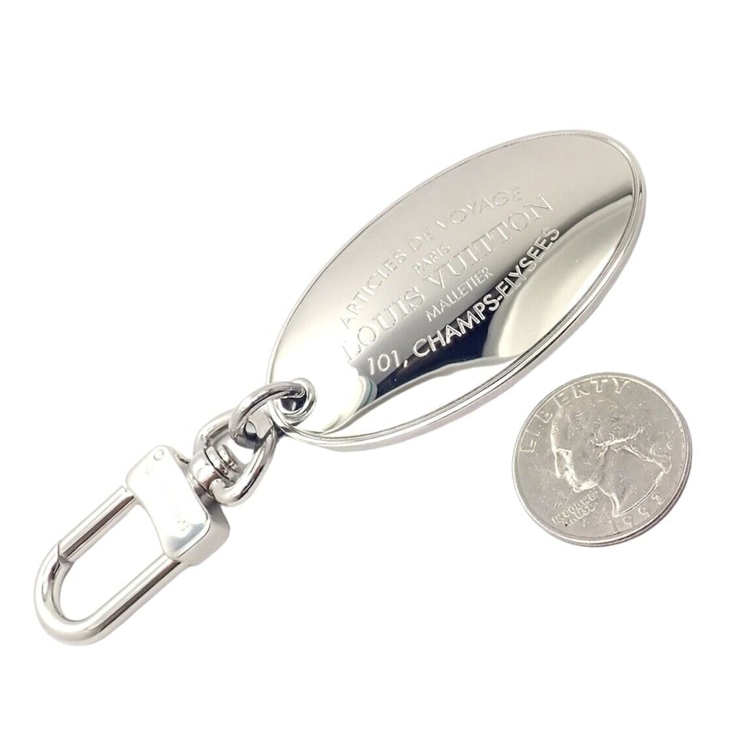 Authentic Louis Vuitton LV Large Stainless Steel Luggage Tag Key Chain CK 1100 - 2