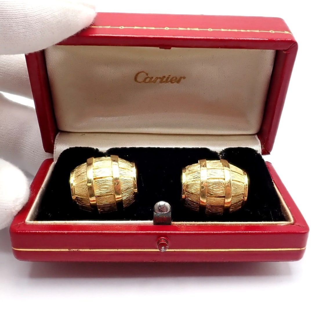 Rare! Vintage Cartier 18k Yellow Gold Barrel Cufflinks 1970's - 2