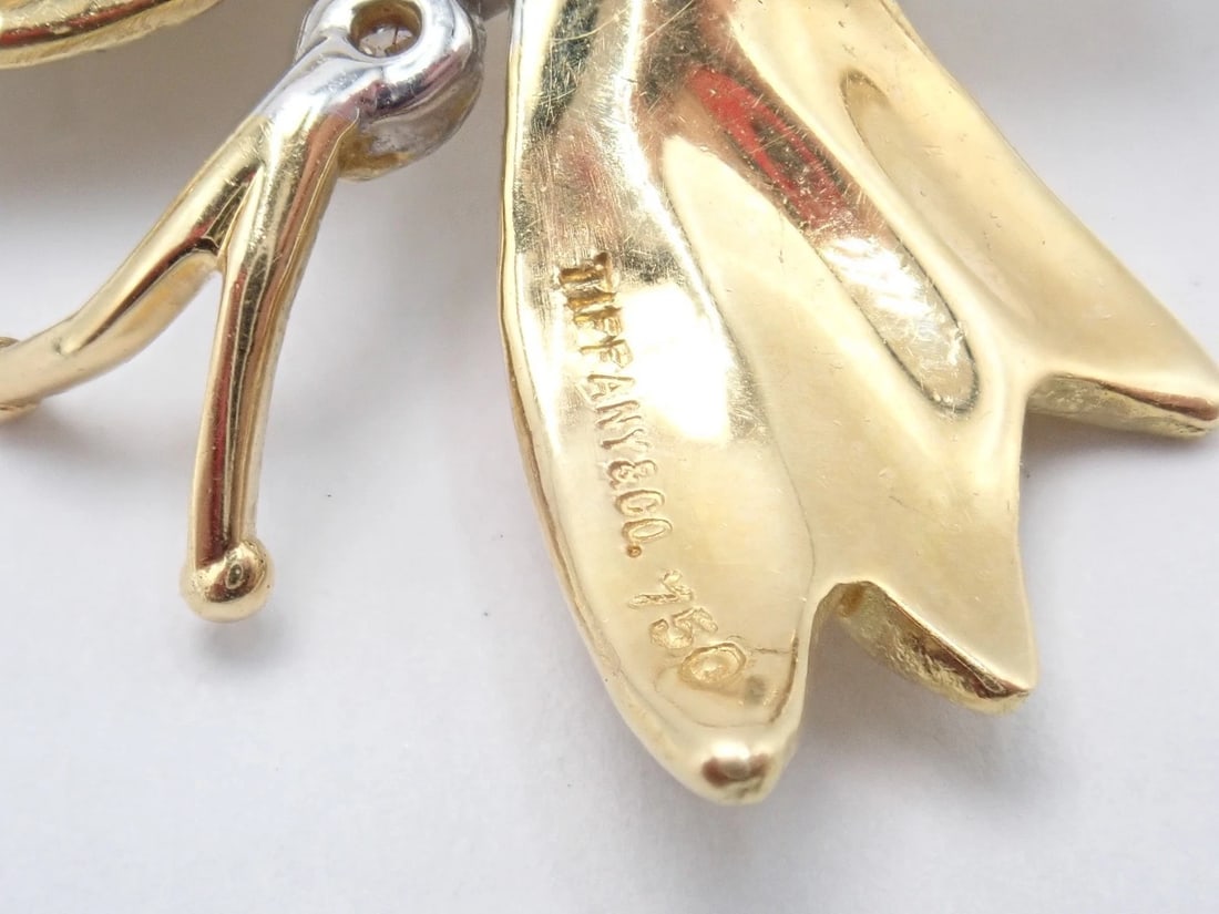 Authentic! Tiffany & Co 18k Yellow White Gold Butterfly Diamond Pin Brooch - 3