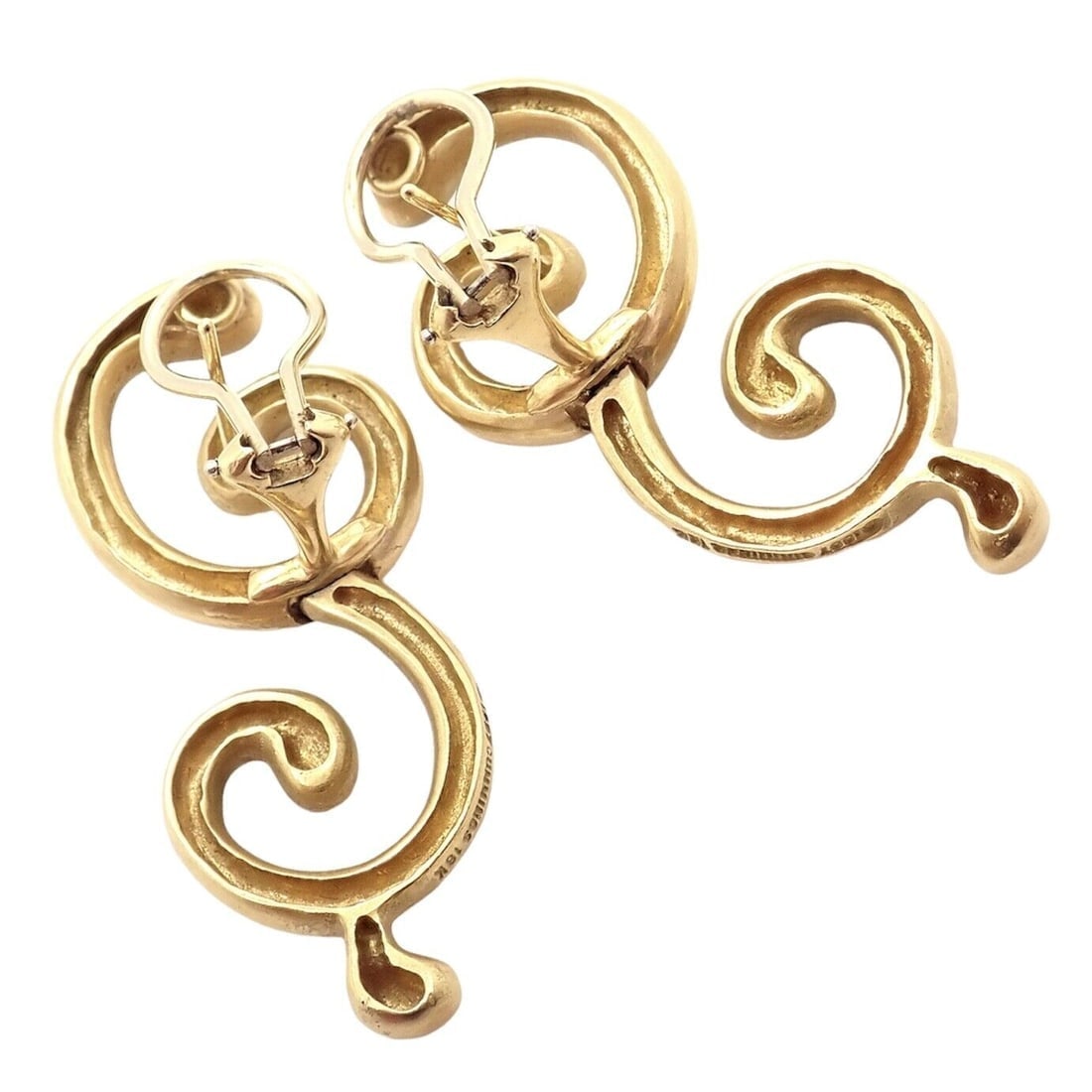 Rare! Authentic Vintage Angela Cummings 18k Yellow Gold Curl Earrings - 2
