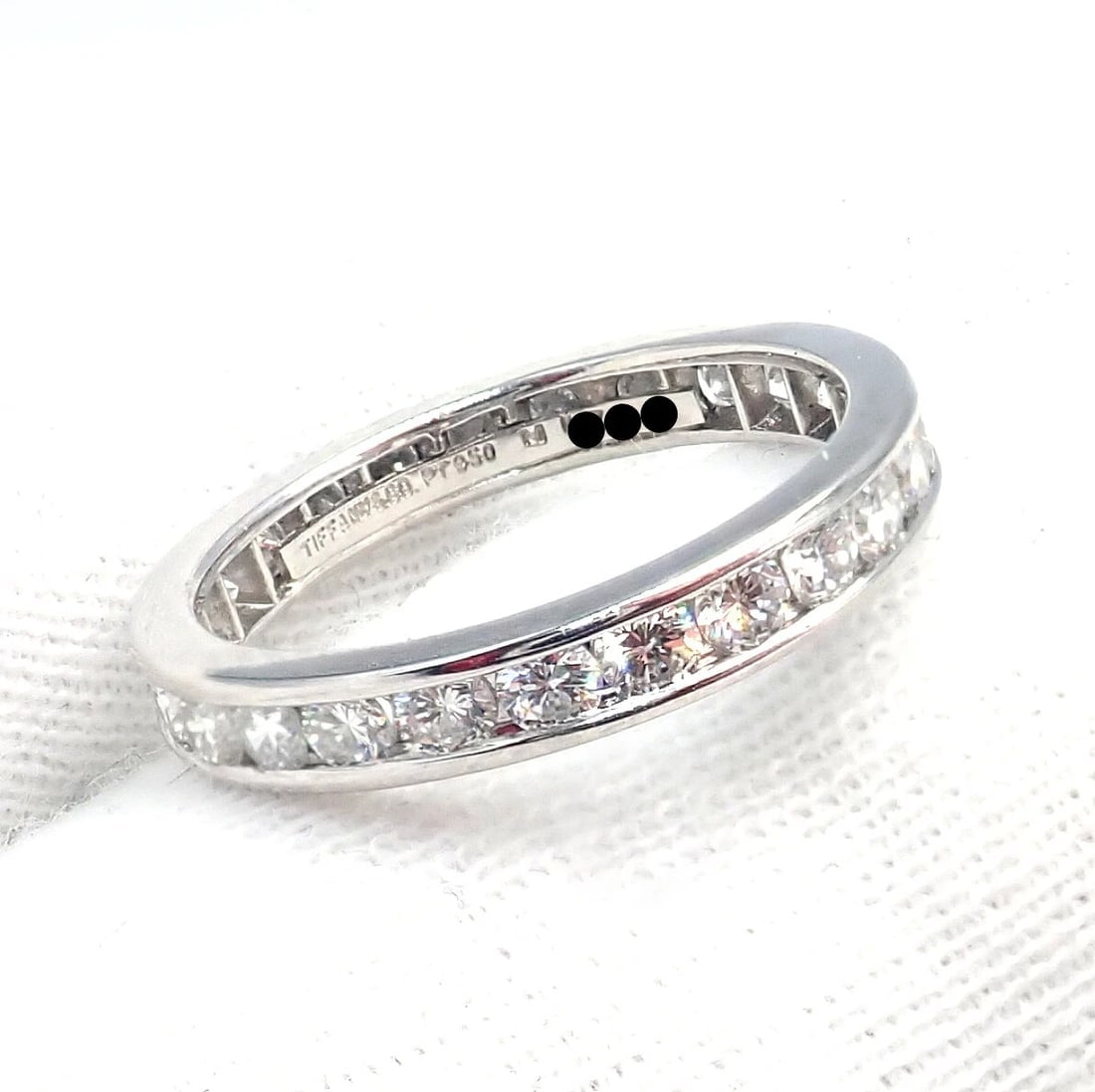Tiffany & Co Platinum 0.80ct Diamond Full Circle Eternity 3mm Band Ring sz 4.5 - 3