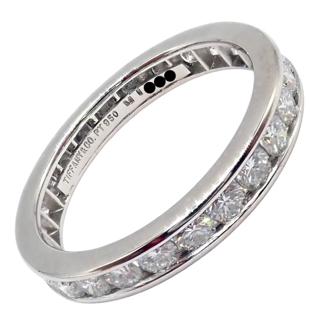 Tiffany & Co Platinum 0.80ct Diamond Full Circle Eternity 3mm Band Ring sz 4.5 - 4