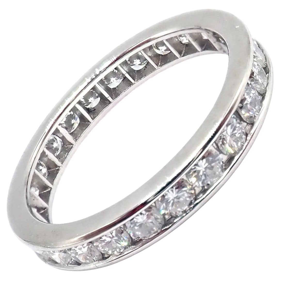 Tiffany & Co Platinum 0.80ct Diamond Full Circle Eternity 3mm Band Ring sz 4.5 - 5