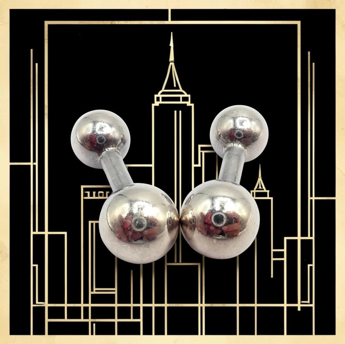 Vintage! Tiffany & Co. Silver Barbell Cufflinks - 2