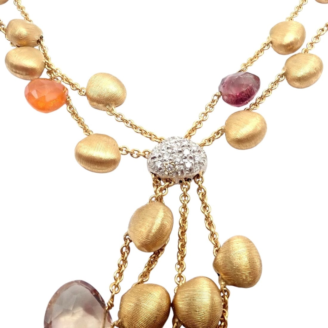 Authentic! Marco Bicego 18k Yellow Gold Paradise Gemstone Diamond Necklace - 2
