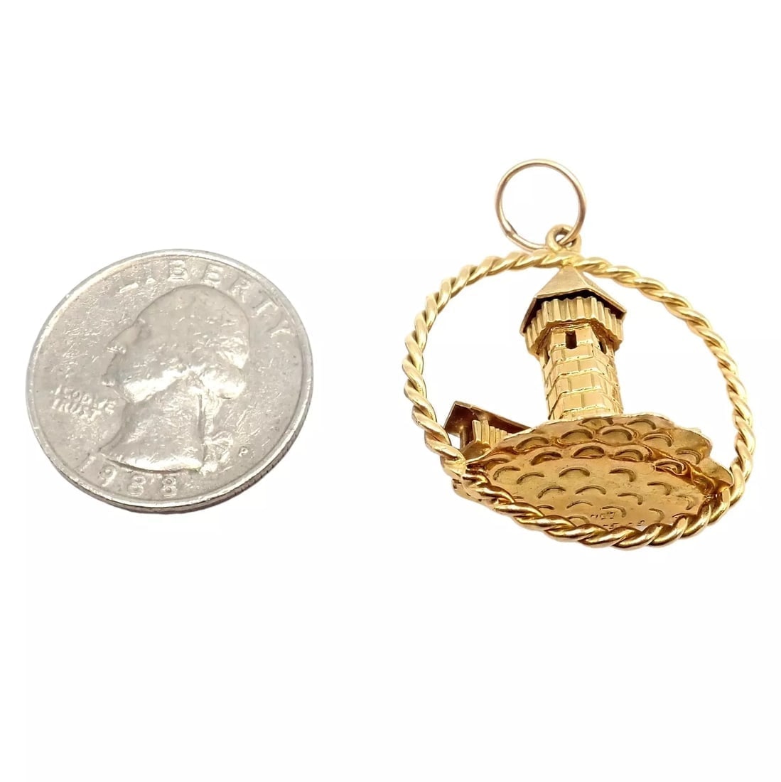 Rare! Vintage Gubelin 18k Yellow Gold Tower Charm Pendant - 3