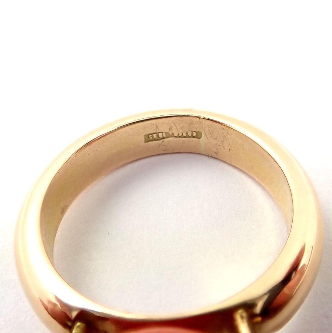 Rare! Vintage Estate 18k Yellow Gold Spinning Red Coral Ring - 2