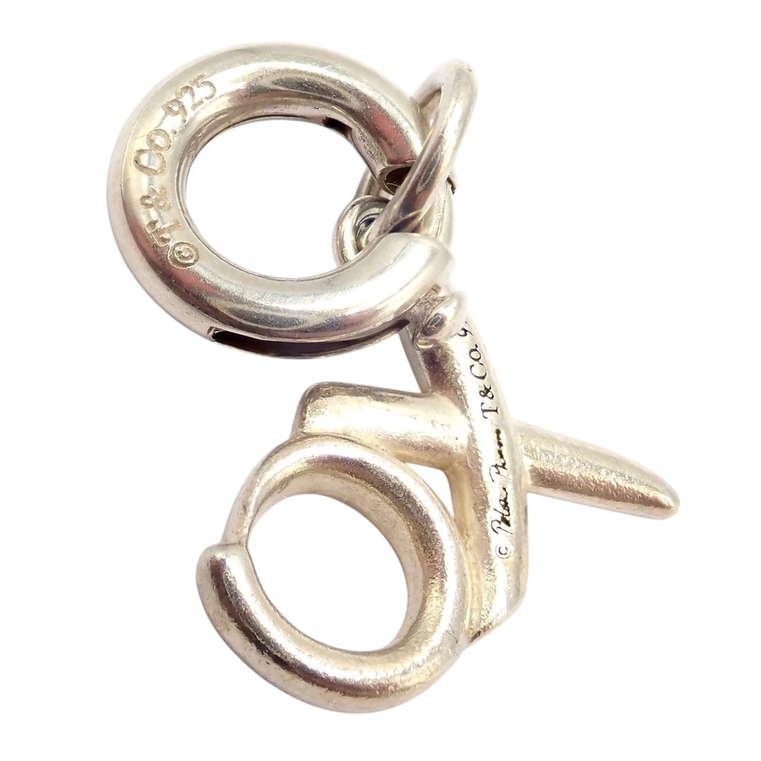 Rare! Tiffany & Co. Silver Paloma Picasso XO Charm Pendant + Spring Ring Clasp - 4