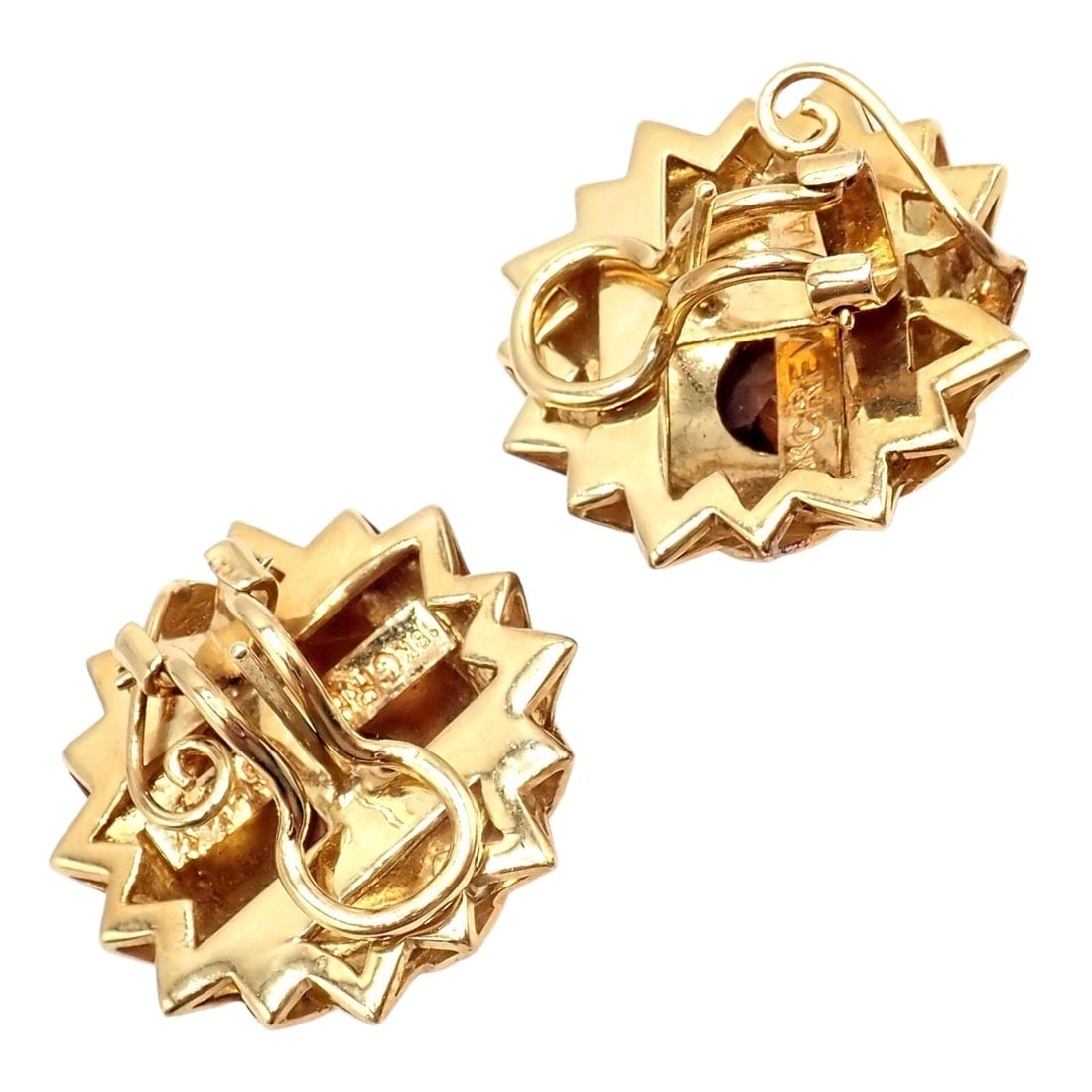 Rare! Vintage Paula Crevoshay 18k Gold Brown Zircon Round Flower Earrings OOAK - 4