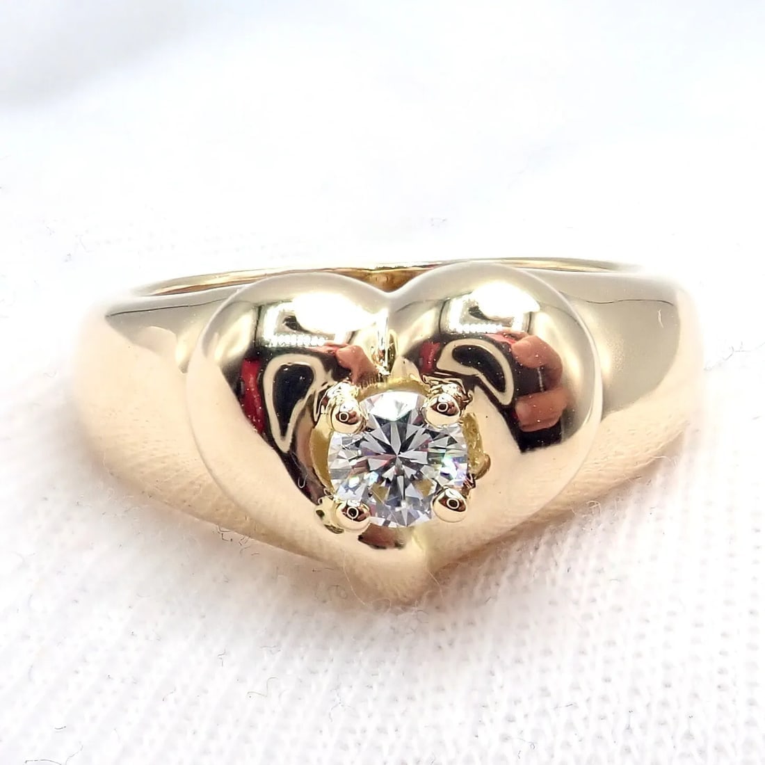 Rare! Authentic Van Cleef & Arpels 18k Yellow Gold Diamond Heart Ring - 5