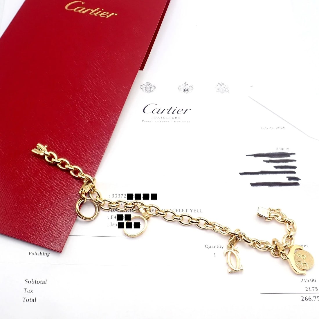Authentic Cartier 18k Yellow Gold LOVE Trinity Double C Charm Link Bracelet 1995 - 3