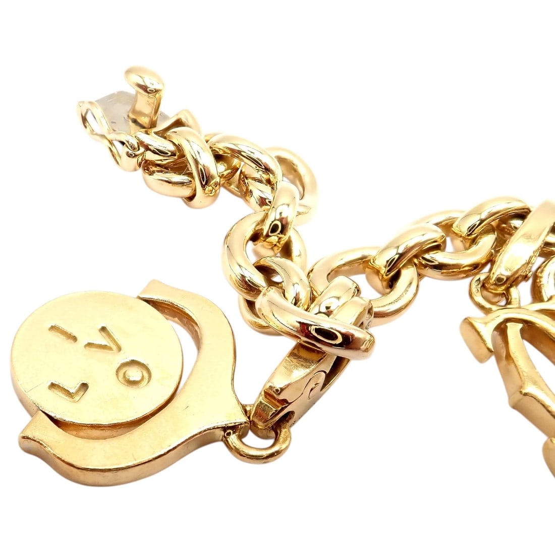 Authentic Cartier 18k Yellow Gold LOVE Trinity Double C Charm Link Bracelet 1995 - 6