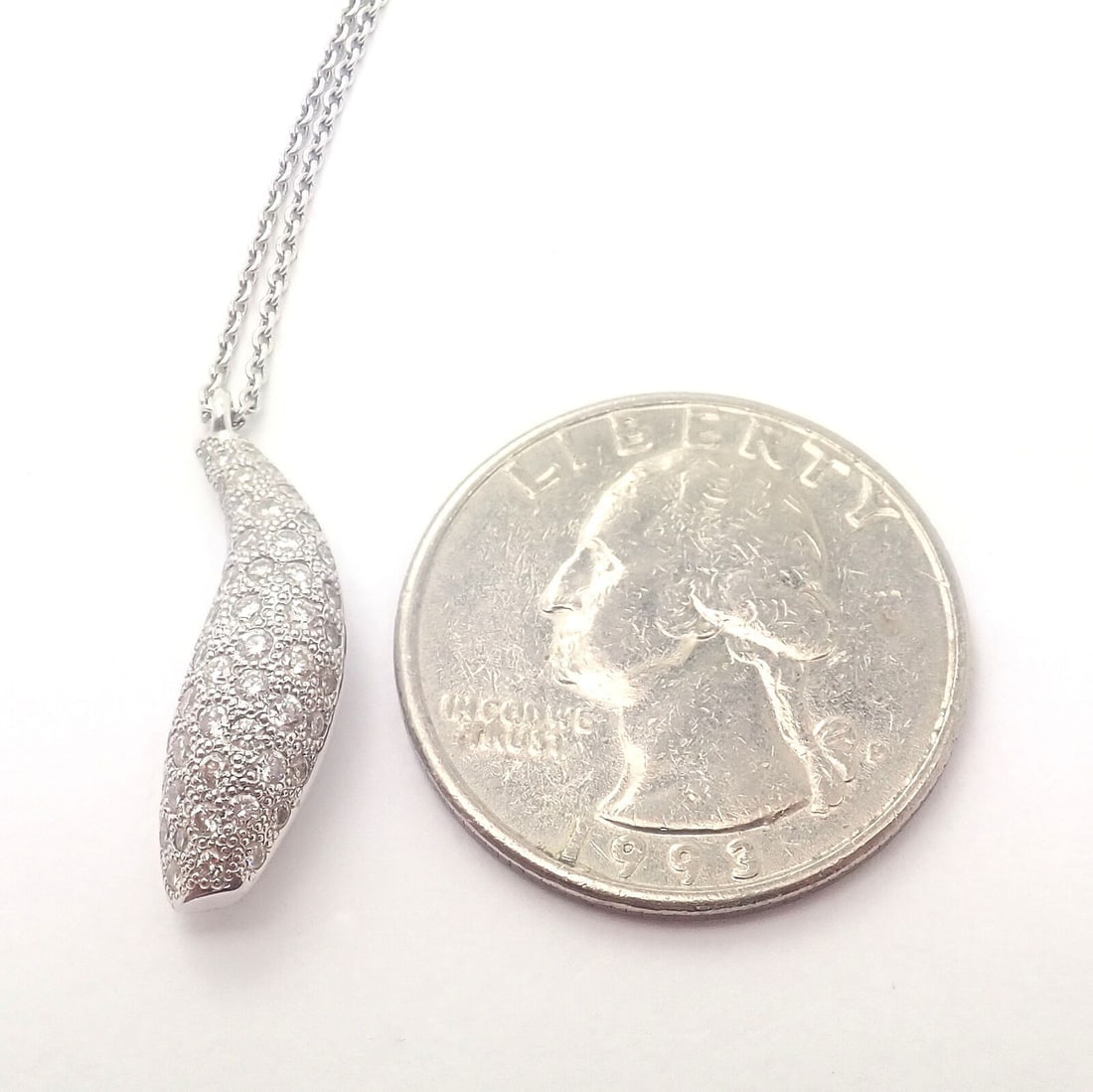Authentic! Tiffany & Co 18k White Gold Frank Gehry Diamond Fish Necklace - 4