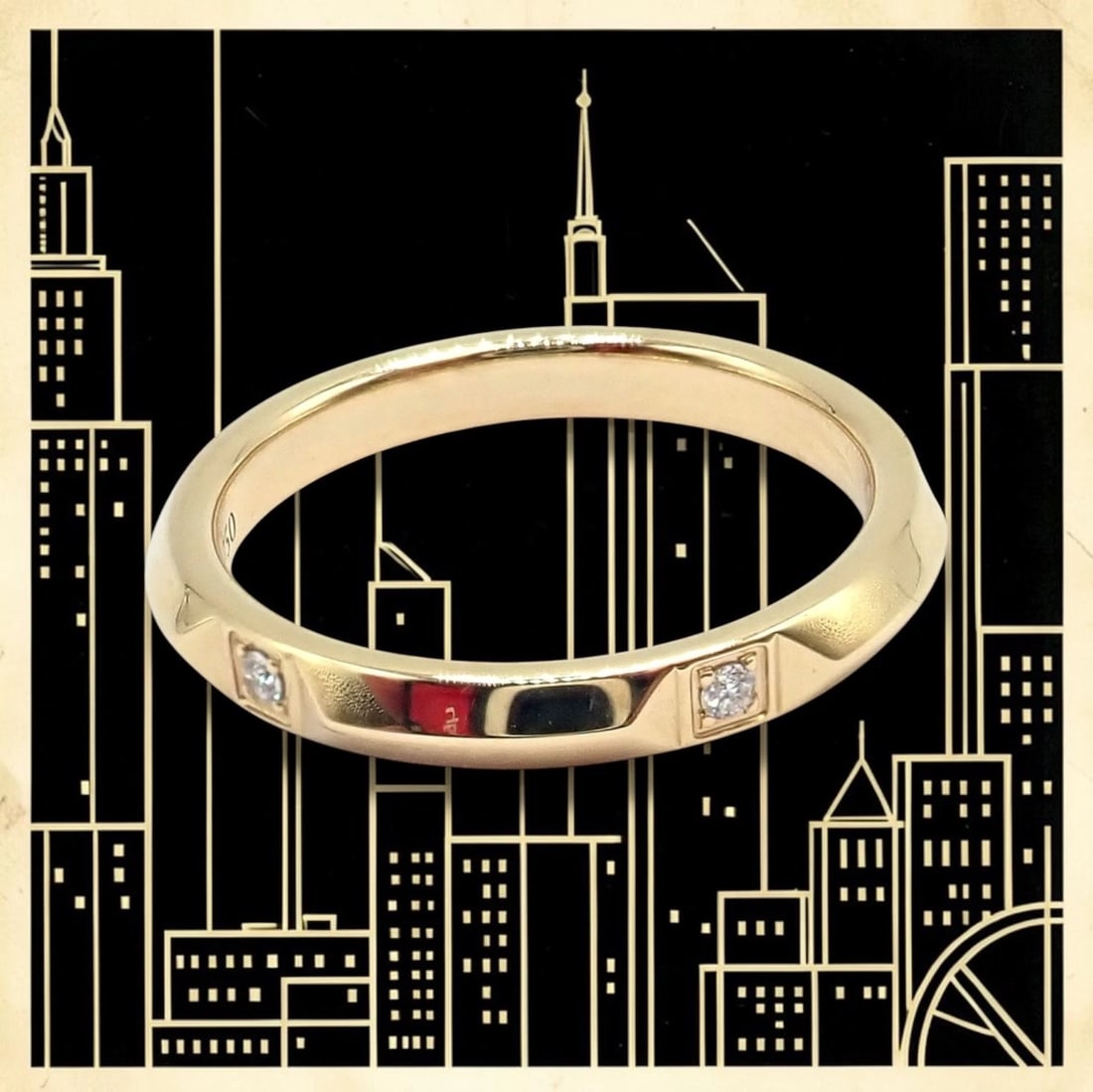 Authentic! Tiffany & Co. 18k Yellow Gold Diamond True 2.5mm Band Ring sz 6 - 2