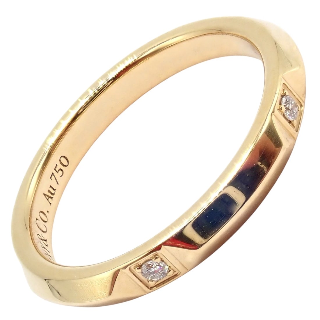 Authentic! Tiffany & Co. 18k Yellow Gold Diamond True 2.5mm Band Ring sz 6 - 4