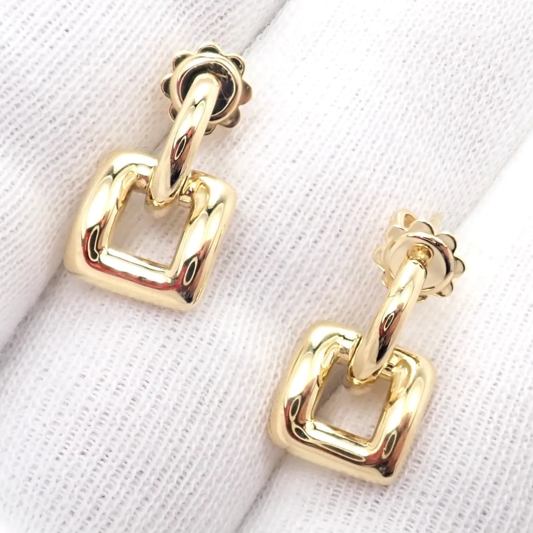 Rare! Authentic Vintage Tiffany & Co 18k Yellow Gold Square Earrings 2001 - 3