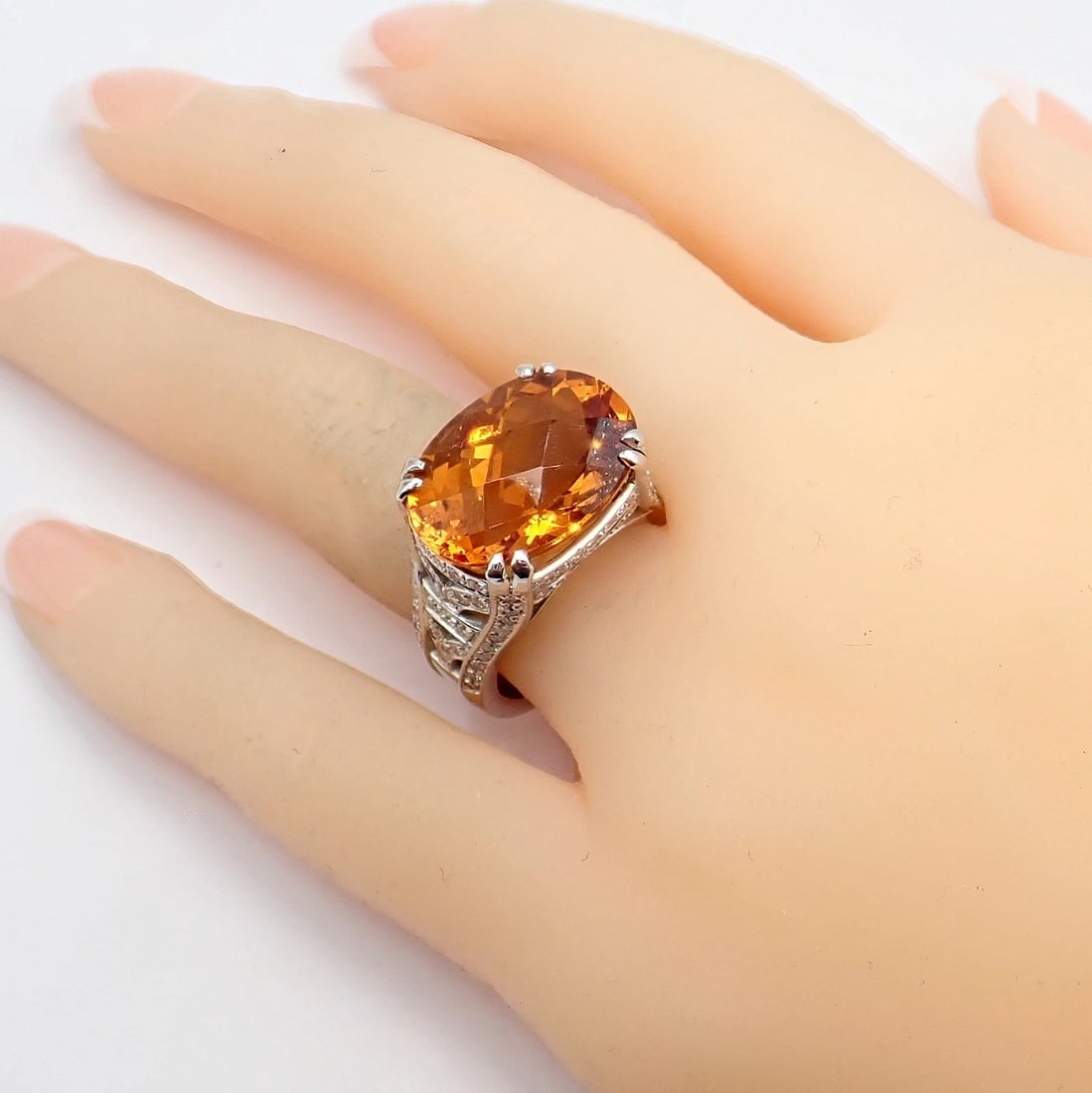 Kieselstein Cord Platinum 2.5ct Diamond Golden Citrine Cockatil Ring 1999 sz 6.5 - 4