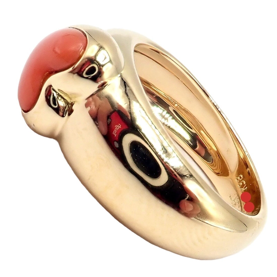 Rare! Authentic Van Cleef & Arpels 18k Yellow Gold Coral Heart Ring sz 4.5 - 2