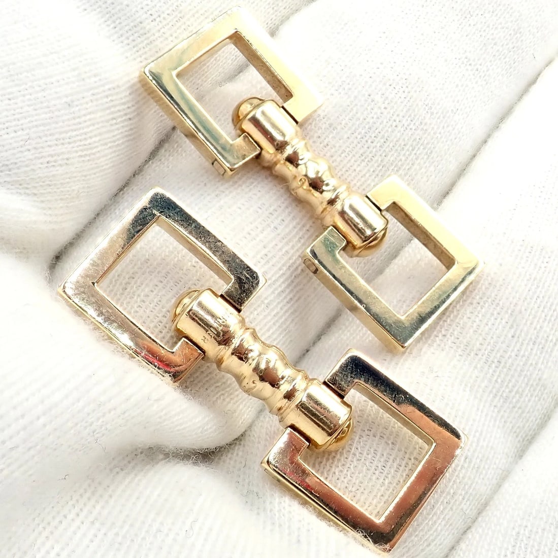 Rare! Vintage Cartier 14k Yellow Gold Square Spring Clasp Cufflinks 1960's - 7