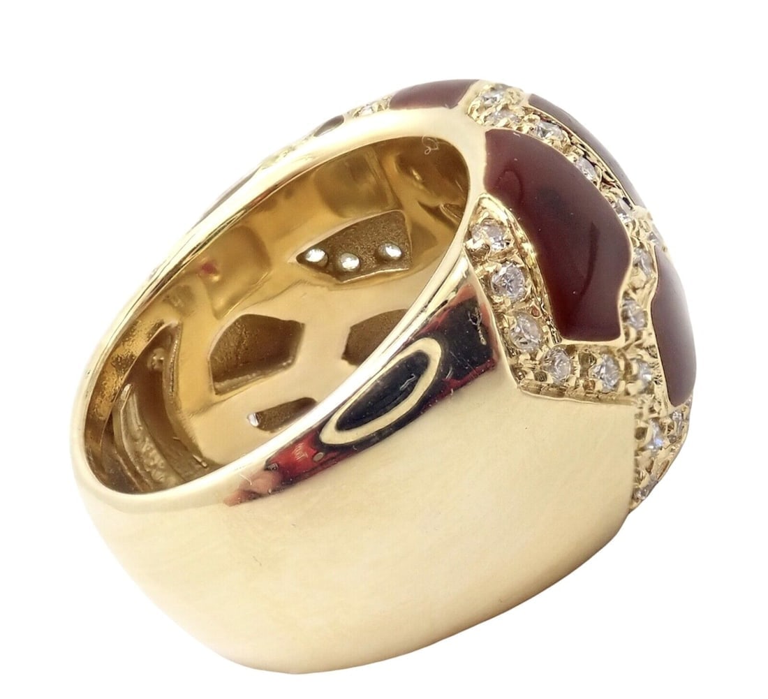 Authentic! Roberto Coin Giraffe 18k Yellow Gold Enamel Diamond Ring - 11