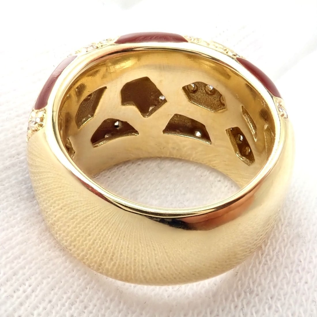 Authentic! Roberto Coin Giraffe 18k Yellow Gold Enamel Diamond Ring - 9
