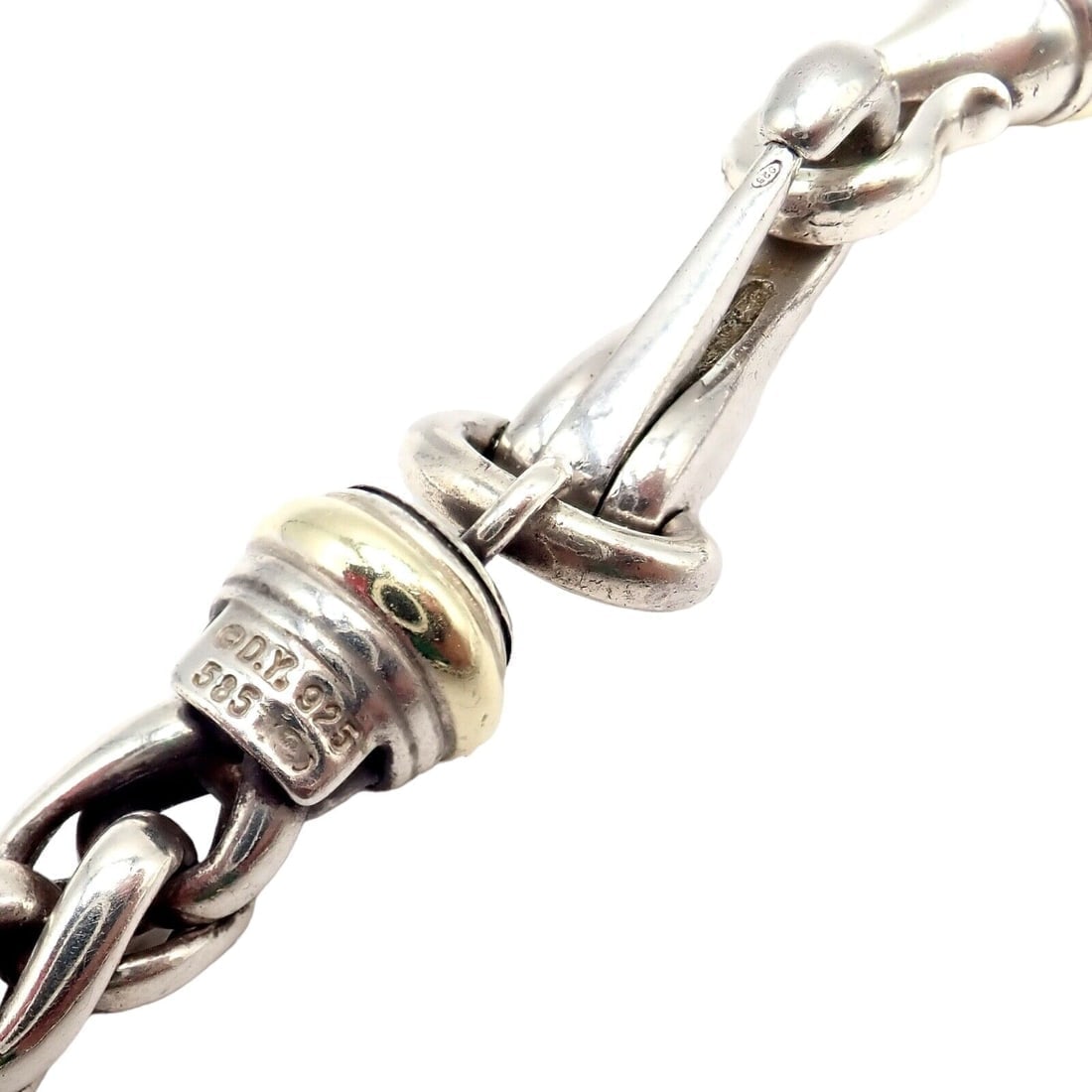David Yurman DY Sterling Silver 14k Yellow Gold Wheat 8.5mm Chain Necklace 16" - 2