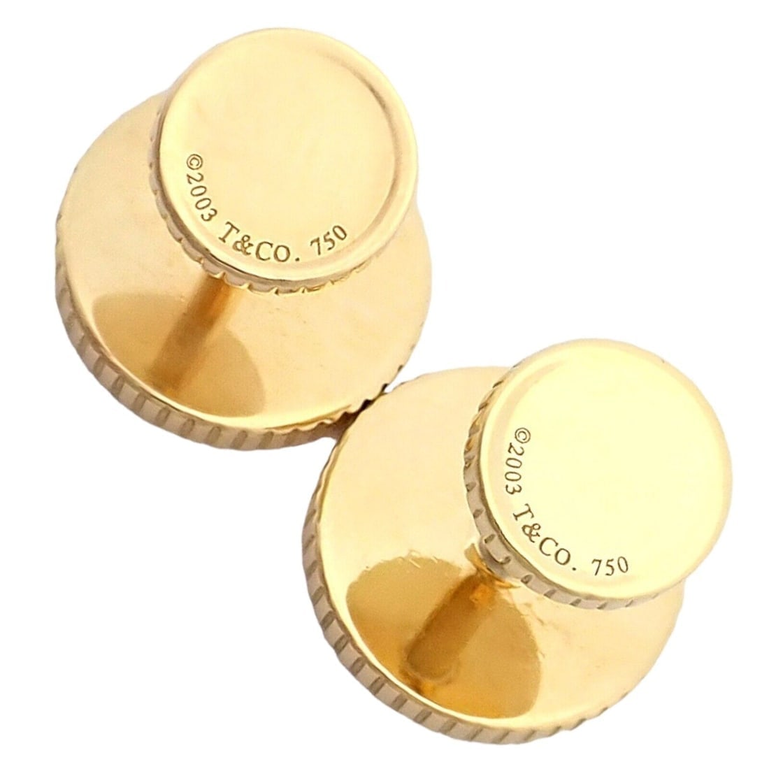 Rare! Vintage Tiffany & Co. 18k Yellow Gold Coin Edge Circle Cufflinks 2003 - 3