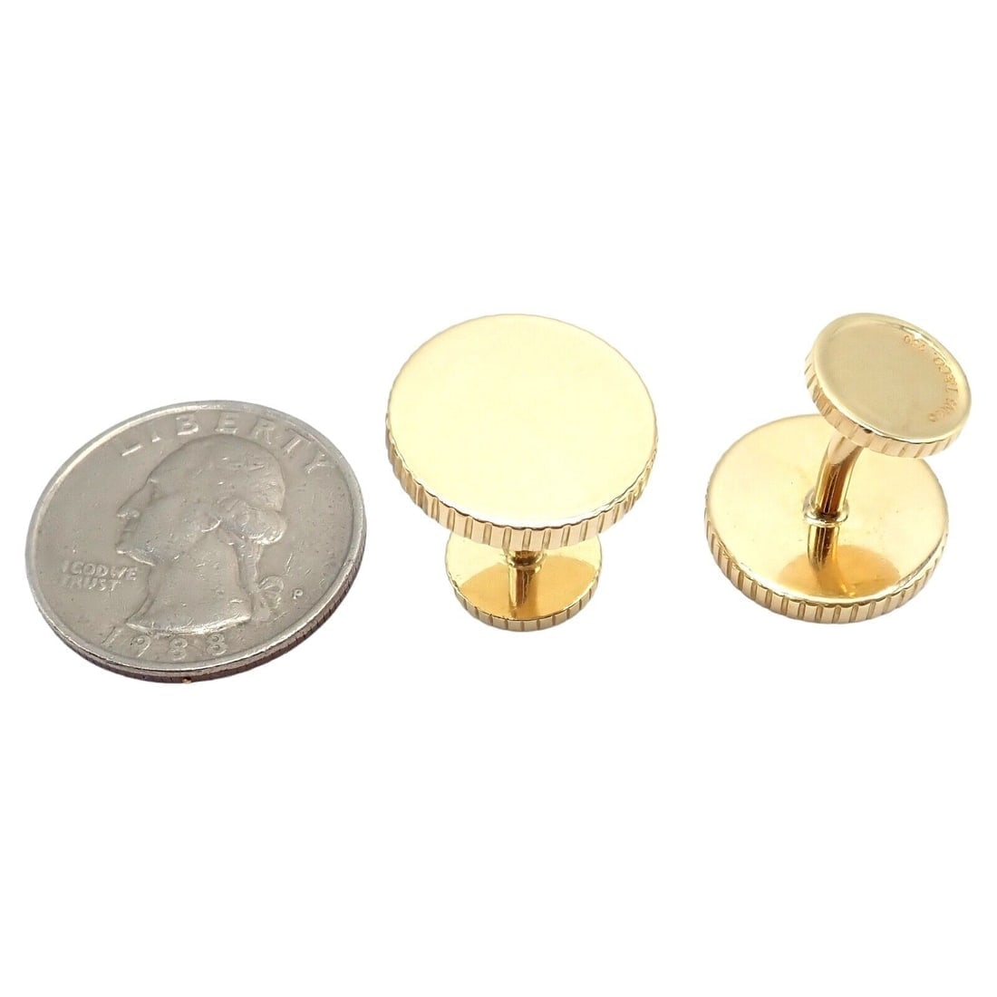 Rare! Vintage Tiffany & Co. 18k Yellow Gold Coin Edge Circle Cufflinks 2003 - 4