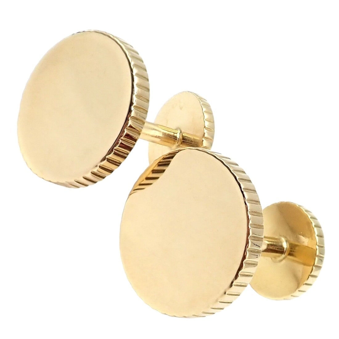 Rare! Vintage Tiffany & Co. 18k Yellow Gold Coin Edge Circle Cufflinks 2003 - 5