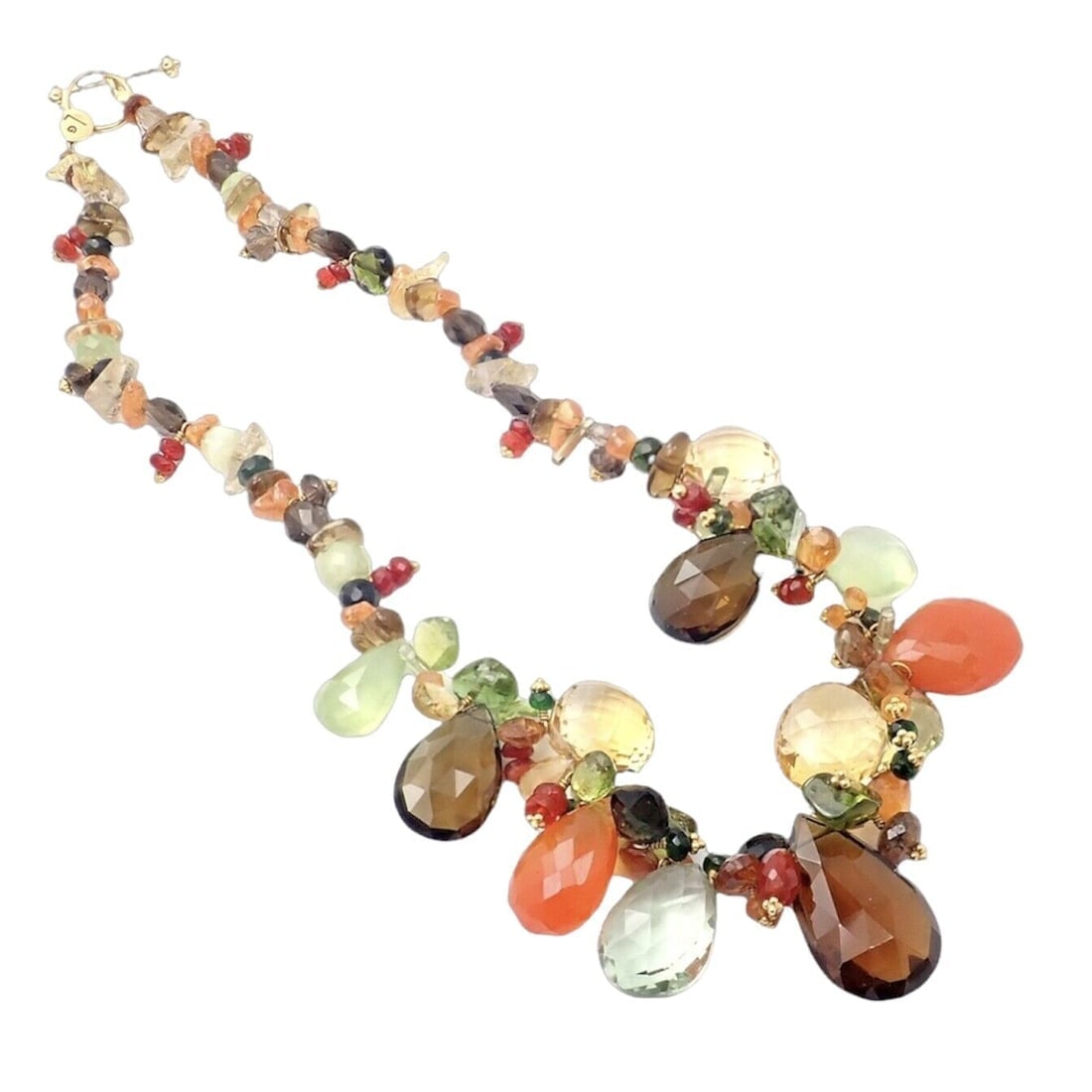 Rare Laura Gibson 22k Yellow Gold Briolette Onyx Spessartite Bead Candy Necklace - 4