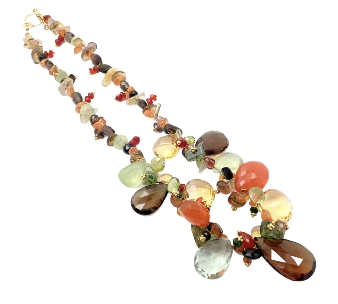 Rare Laura Gibson 22k Yellow Gold Briolette Onyx Spessartite Bead Candy Necklace - 5