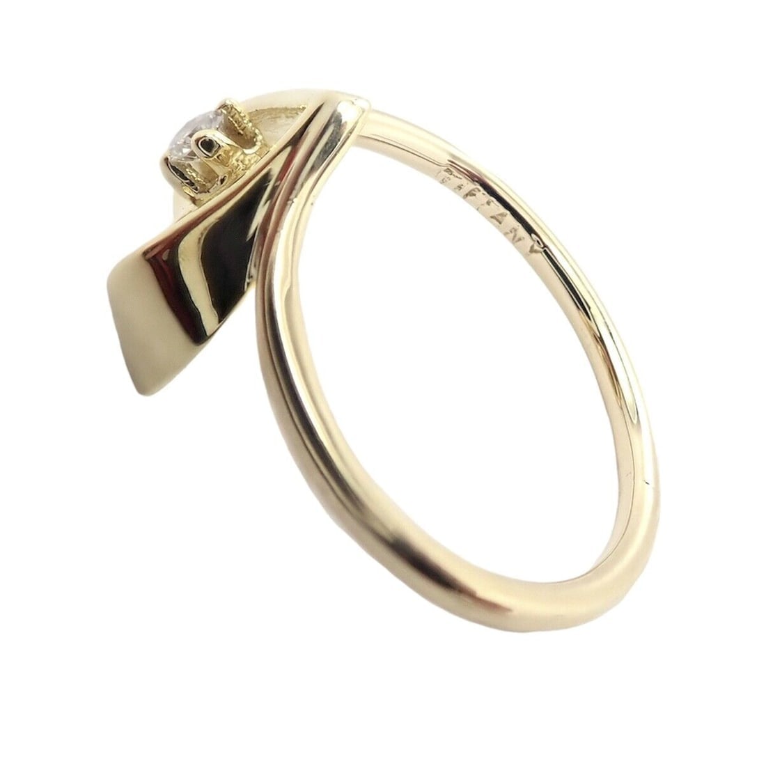 Authentic! Vintage Tiffany & Co 18k Yellow Gold Diamond Heart Ring - 2