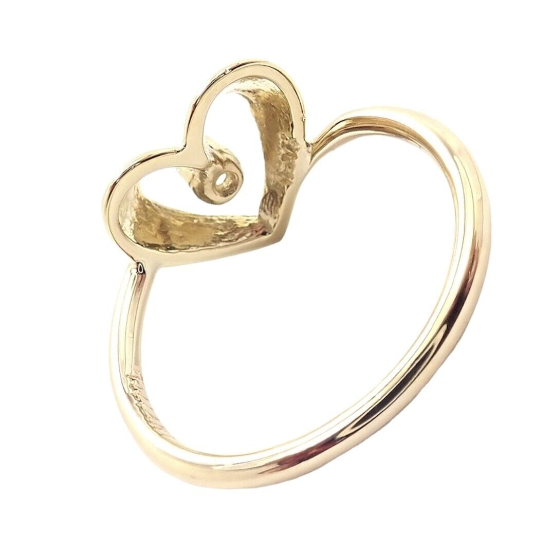 Authentic! Vintage Tiffany & Co 18k Yellow Gold Diamond Heart Ring - 7